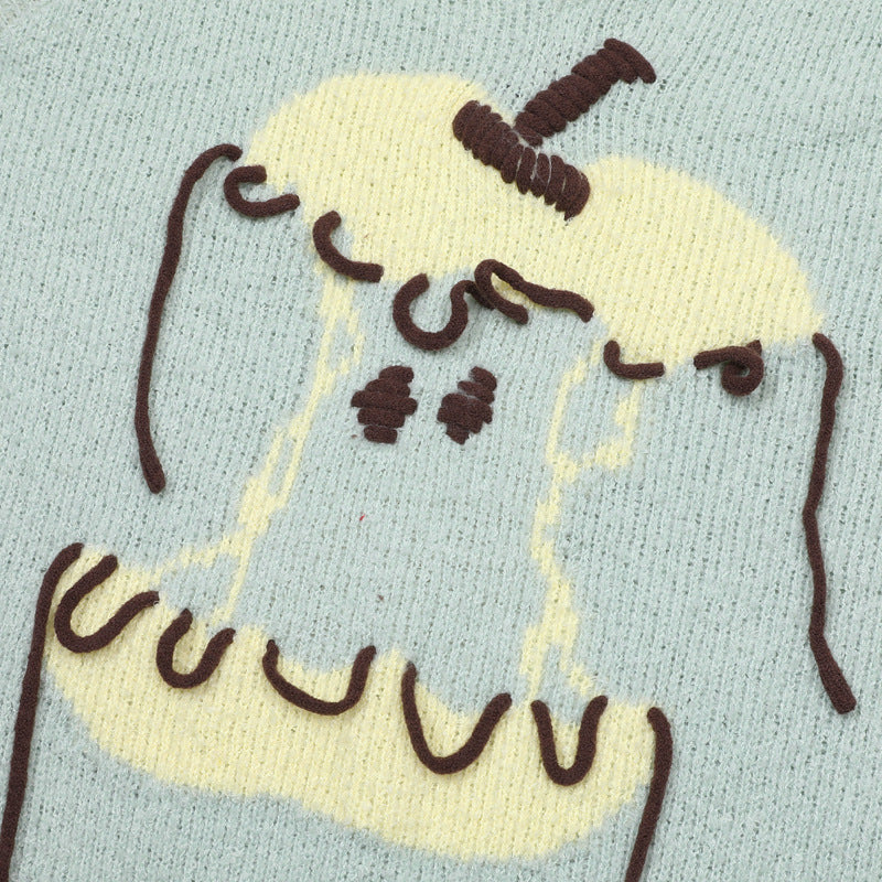 Cartoon Bear Knit Sweater Vest – V-Neck Jacquard Sleeveless Pullover