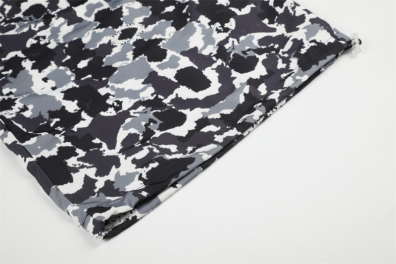Camo Print Embroidered Wide-Leg Balloon Pants