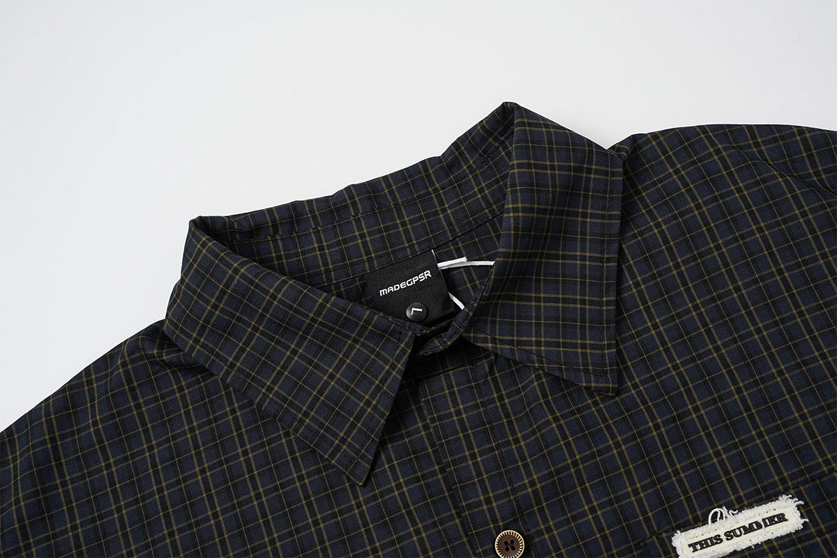 Chemise en flanelle à carreaux bleus – Coupe décontractée, manches longues et boutonnage
