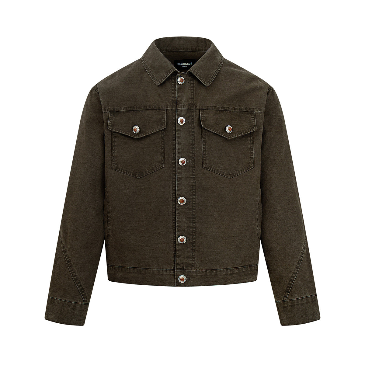 Men's Washed Denim Trucker Jacket – Vintage Workwear Style with Snap Buttons