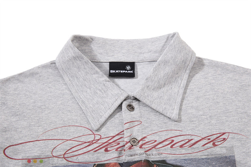 Men's Graphic Print Long Sleeve Polo Shirt – Hip-Hop Street Style