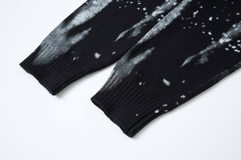 Pull en maille col rond éclaboussures d’encre – Motif peinture déstructuré