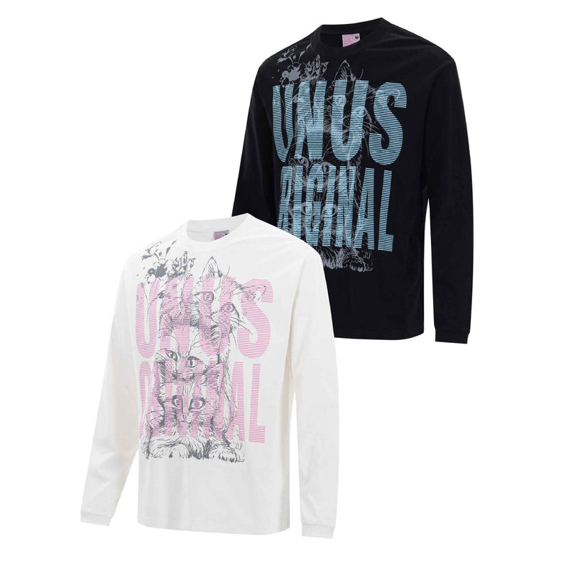 Tee-shirt graphique à manches longues – UNUS Original, imprimé chat, style streetwear