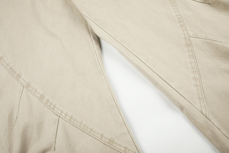 Pantalones de pierna ancha con paneles de estampado de leopardo – Pantalones banana de corte relajado