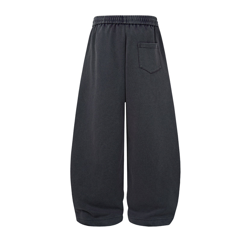 Wide-Leg Sweatpants – Acid Wash Vintage Varsity Graphic, Relaxed Fit