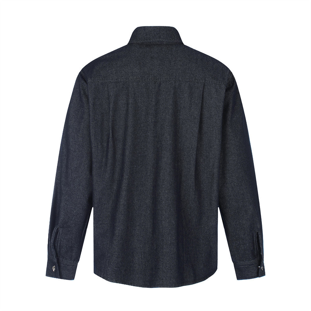 Men's Long Sleeve Button-Up Denim Shirt – Relaxed Fit Workwear Overshirt