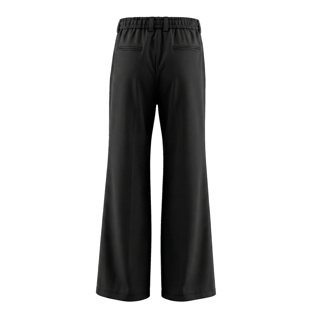 Pantalon ample rayé pour homme avec broderies florales et ceinture
