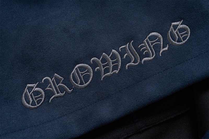 Zip-Up Hoodie Men's Suede Gothic Star Embroidery Full-Zip Jacket
