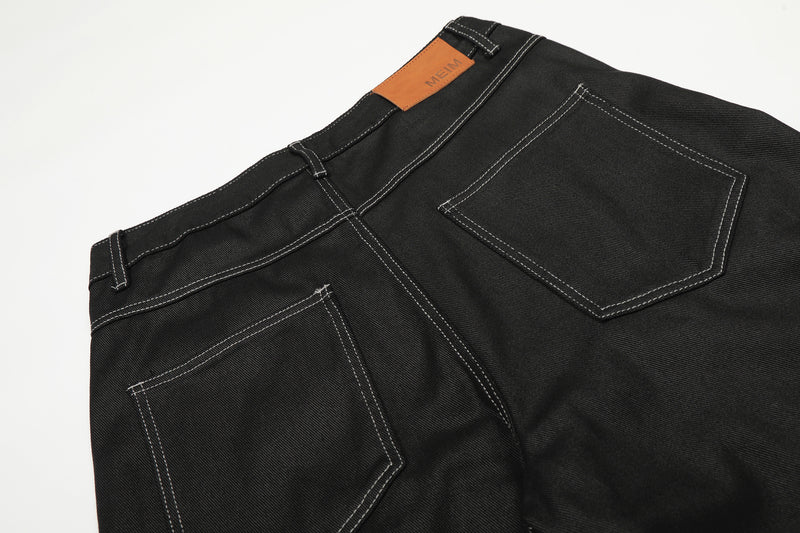 Jean wide leg à imprimé graphique – Denim noir oversize à lettrage affirmé
