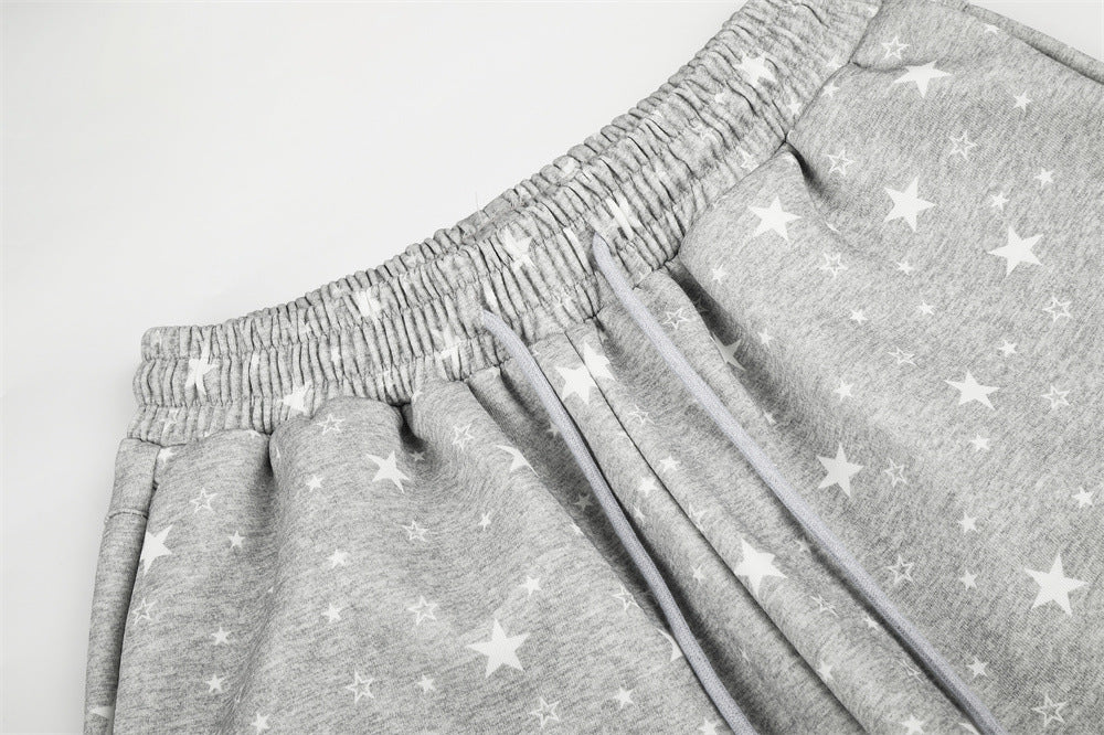 Star Print Wide-Leg Sweatpants – Oversized Streetwear Jogger Pants