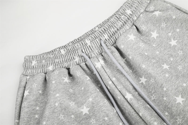 Star Print Wide-Leg Sweatpants – Oversized Streetwear Jogger Pants