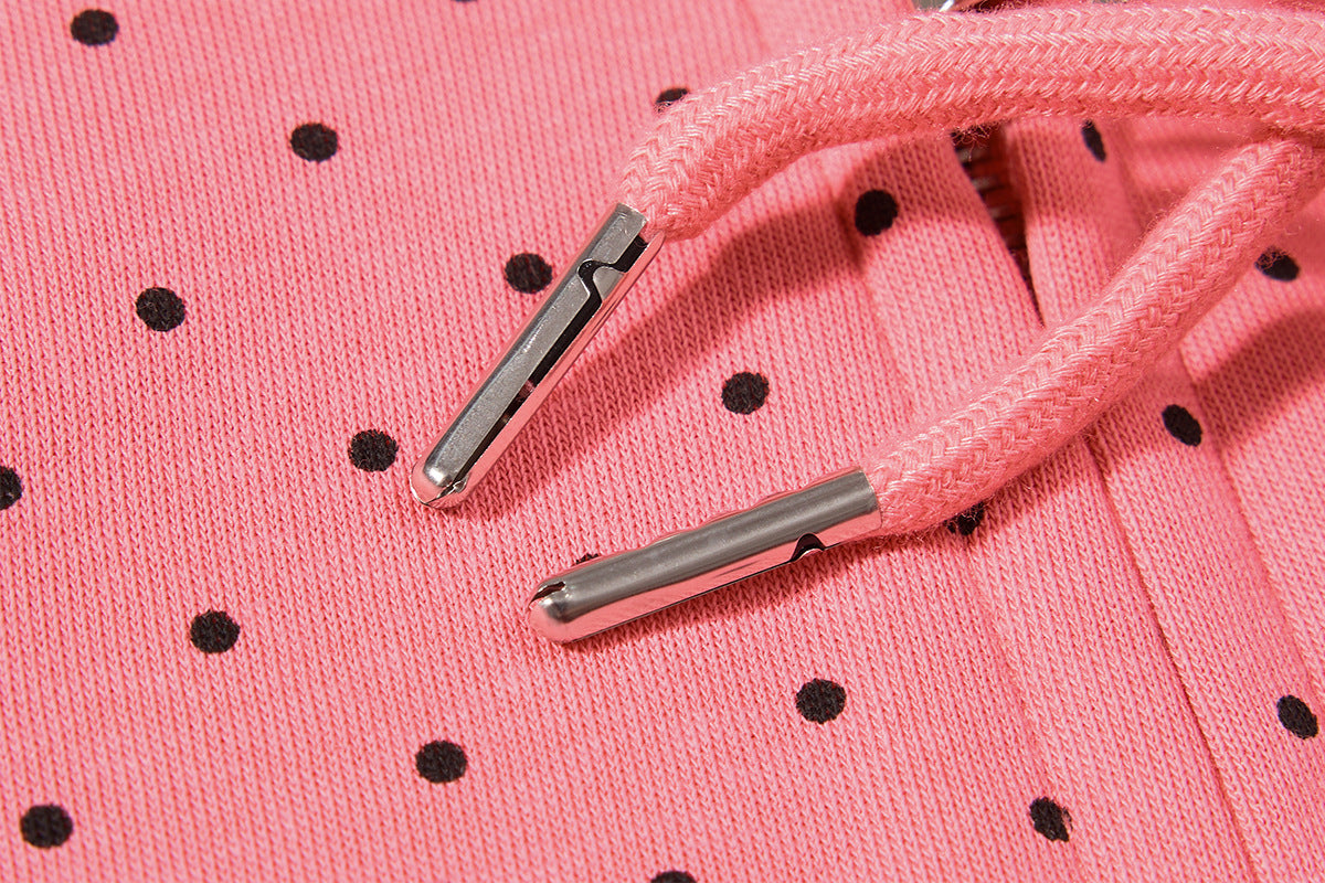 Sweat à capuche zippé anime – Sweat court à pois avec illustration d’ange