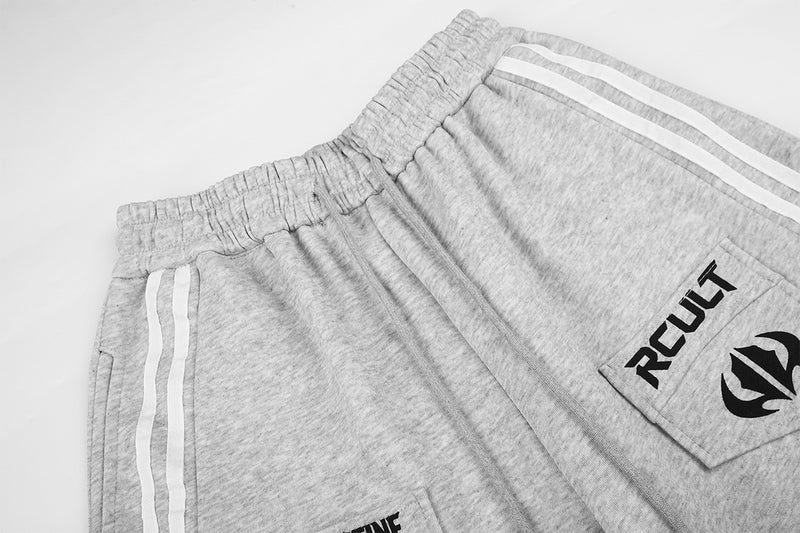 Streetwear-Jogginghose mit weitem Bein, Grafikprint & Seitenstreifen