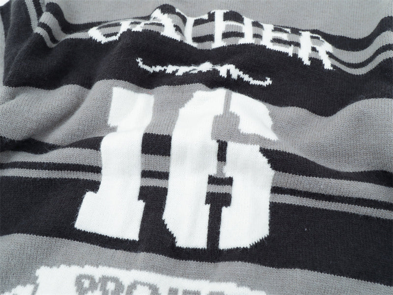 Gestreifter Jacquard-Strickpullover – Gather 16 SavageBase-Print, Relaxed Rundhalsausschnitt