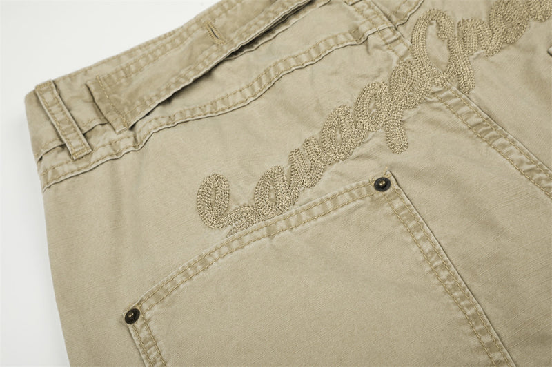 Wide-Leg Cargo Pants with Deconstructed Patchwork Seam Detail