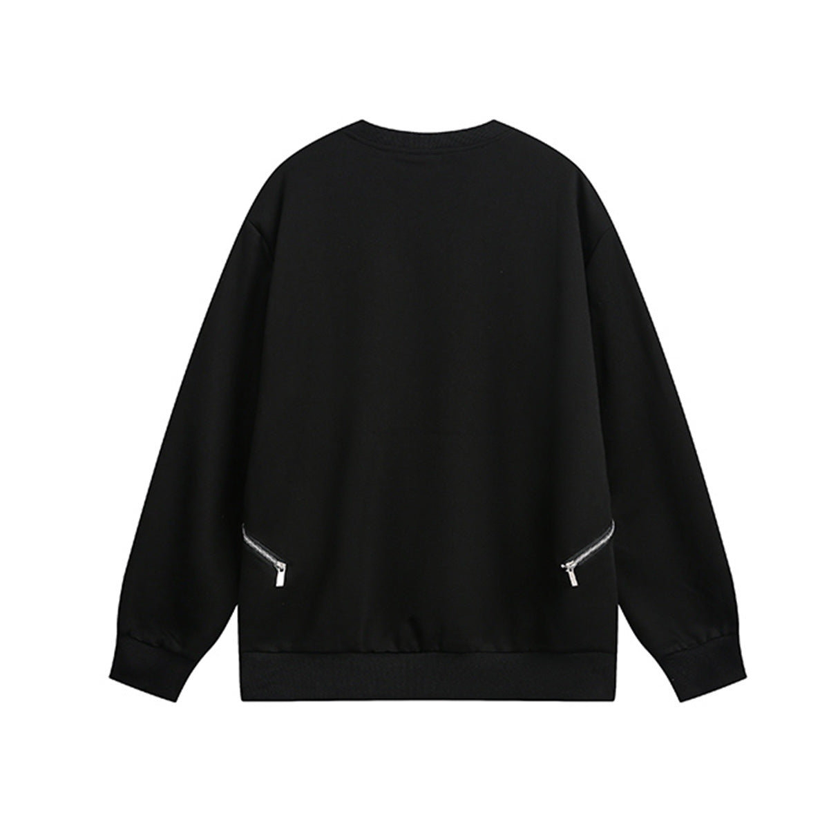 Sweat col rond inspiré du style moto avec détail zippé