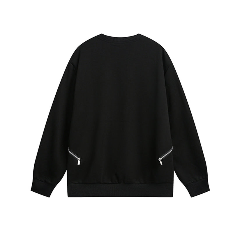 Sweat col rond inspiré du style moto avec détail zippé