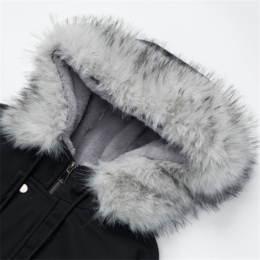 Veste matelassée à capuche et col en fourrure – Parka d’hiver oversize