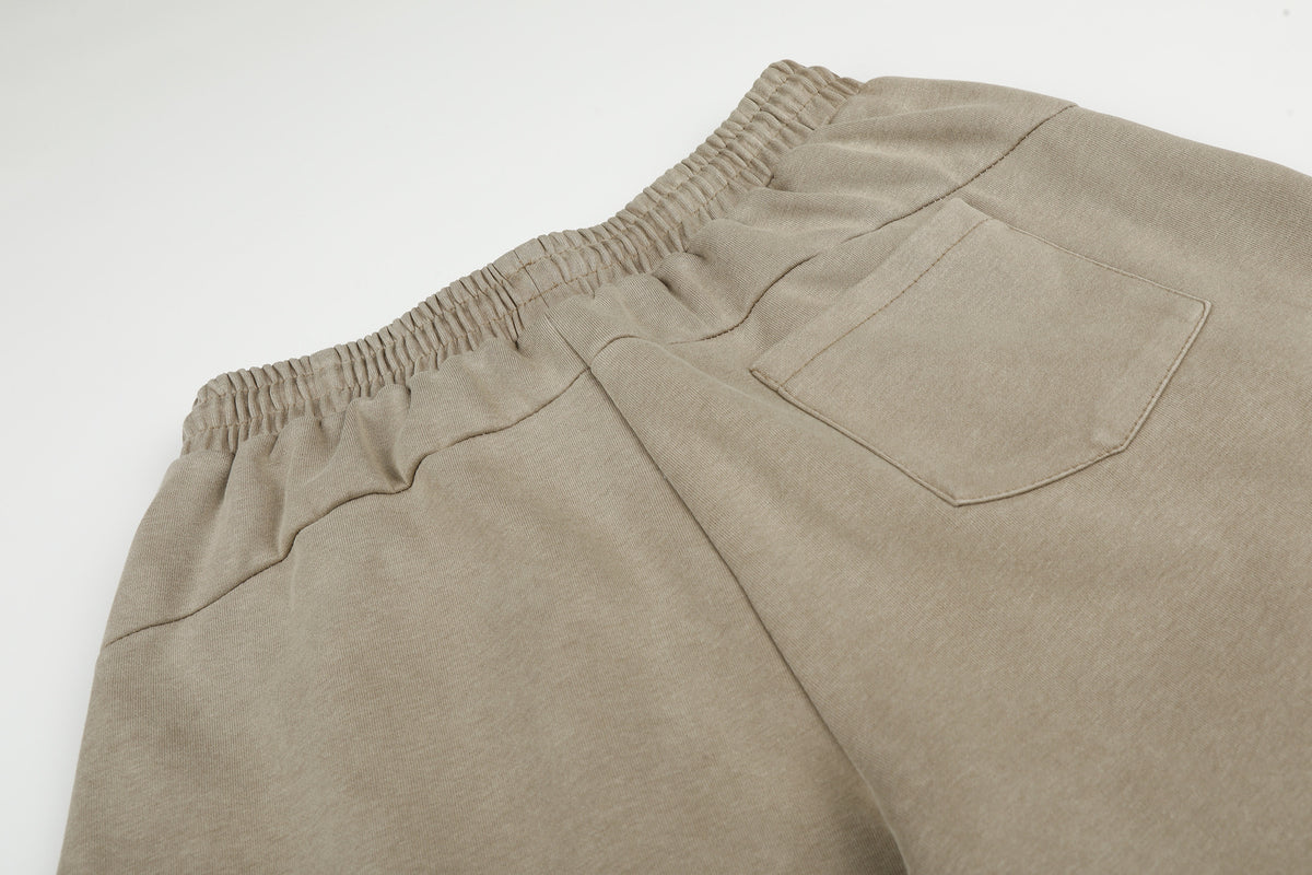 Pantalón Cargo Caqui de Chándal Baggy de Pierna Ancha con Bolsillos de Remaches y Texto Bordado