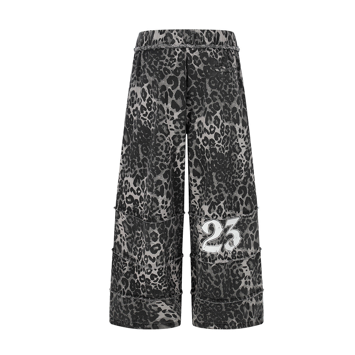 Wide-Leg Leopard Print Pants with Skull & Crossbones Graphic