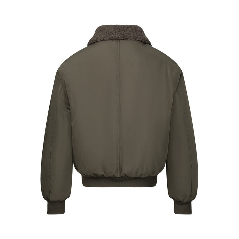 Olive Bomber Jacket Men – Sherpa Collar Padded Flight Jacket