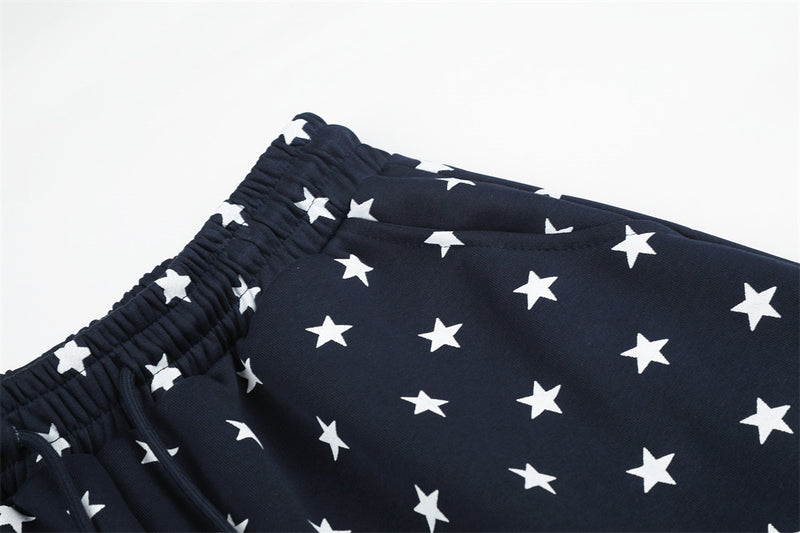 Wide-Leg Star & Letter Print Pants – Men's Hip-Hop Streetwear Baggy Fit