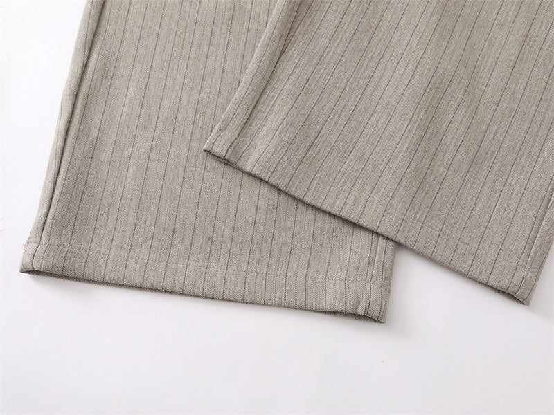Wide-Leg Pinstripe Trousers – Relaxed Fit Pleated Dress Pants