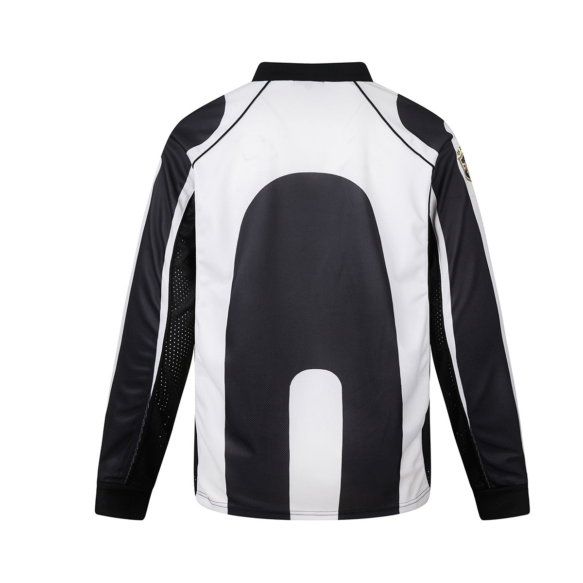 Maillot de football à manches longues noir et blanc à rayures, polo graphique