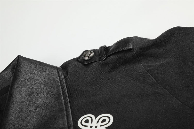Men's Cropped Military-Style Long Sleeve Polo Shirt with Braided Trim – Black