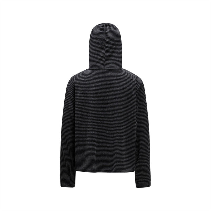 Striped Henley Hoodie – Men's Vintage-Inspired Pullover with Button Placket