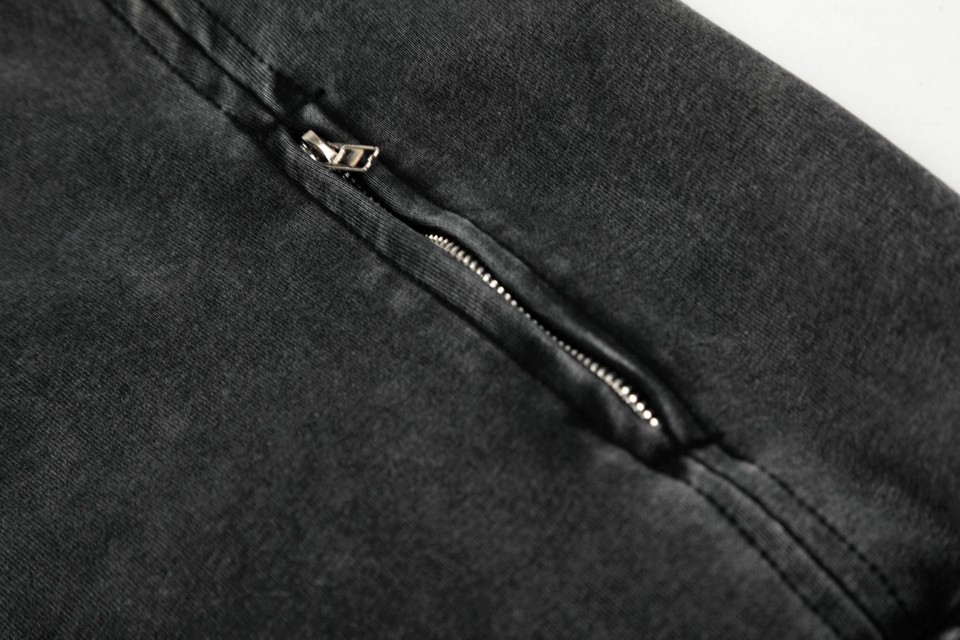 Distressed Zip Up Hoodie – Deconstructed Bomber-Style Washed Fleece Jacket