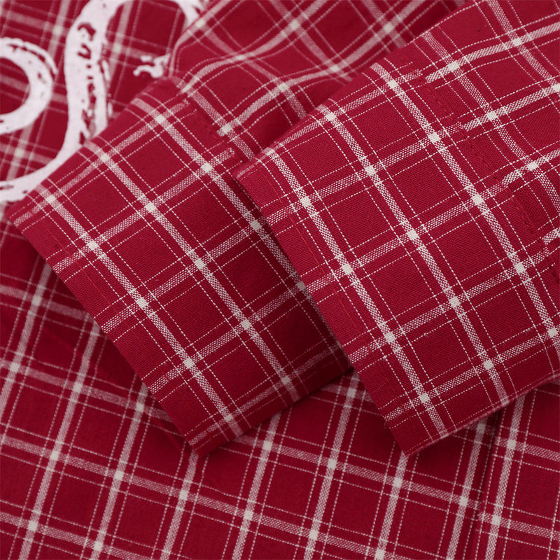 Camisa de cuadros de manga larga para hombre – Estampado gráfico desgastado, corte holgado