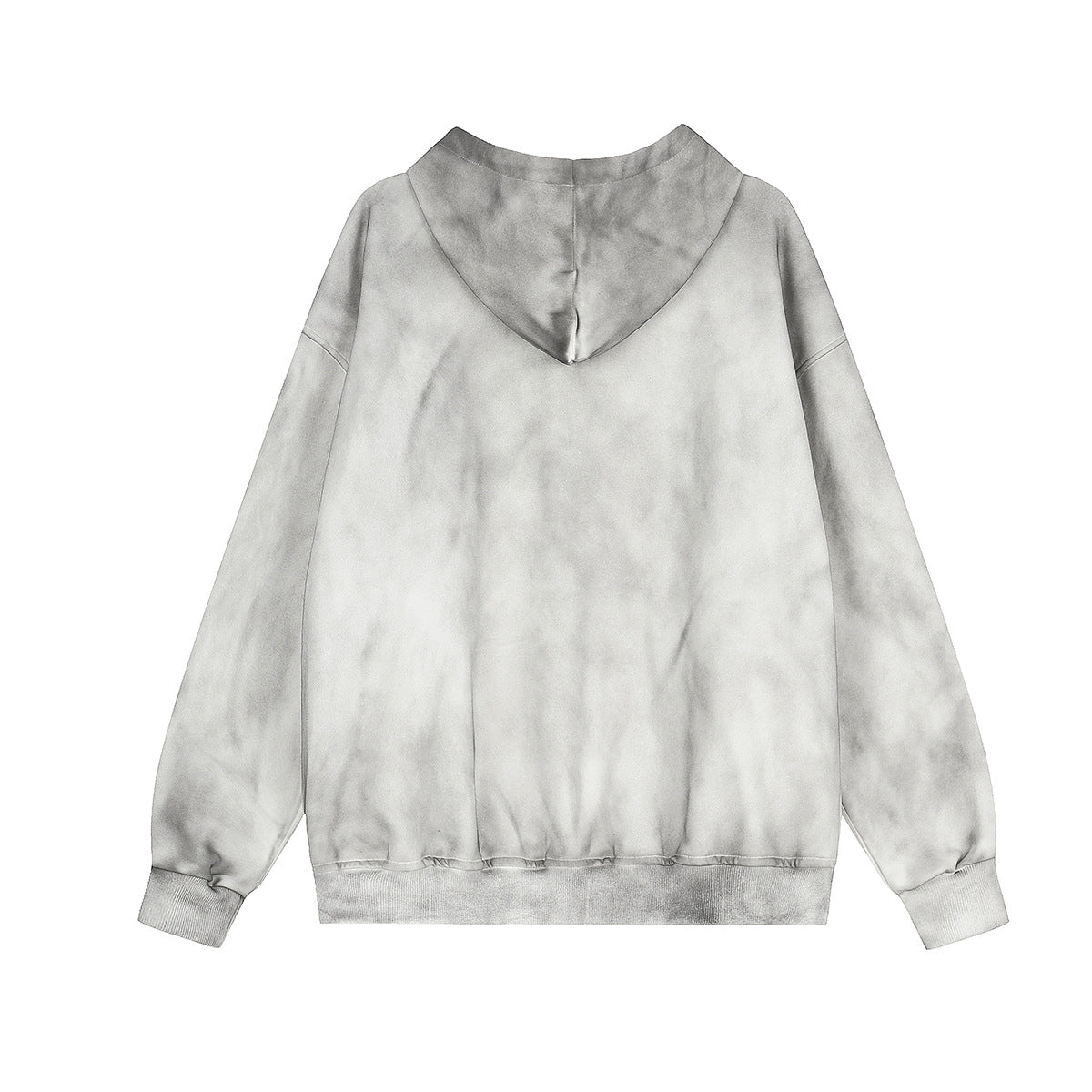 Sweat à capuche zippé tie-dye, manches rayées et motif graphique gothique