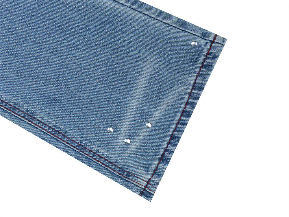 Men's Distressed Flare Jeans – Light Wash Wide-Leg Denim with Ripped Knees &