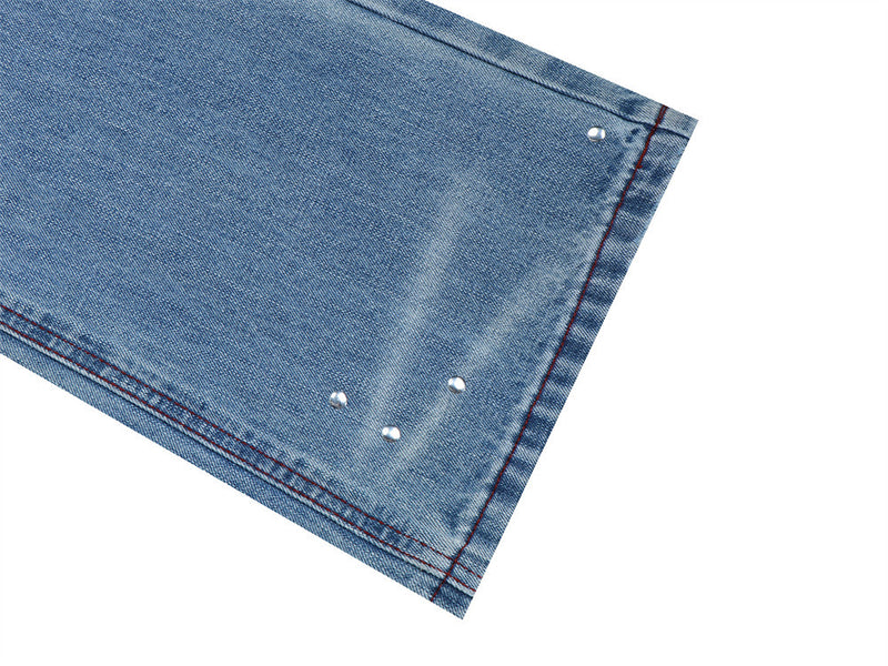 Men's Distressed Flare Jeans – Light Wash Wide-Leg Denim with Ripped Knees &