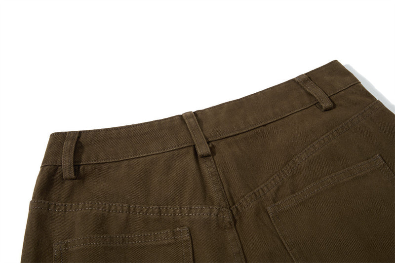 Men's Deconstructed Flare Cargo Pants with Ruched Pockets & Zip Detail