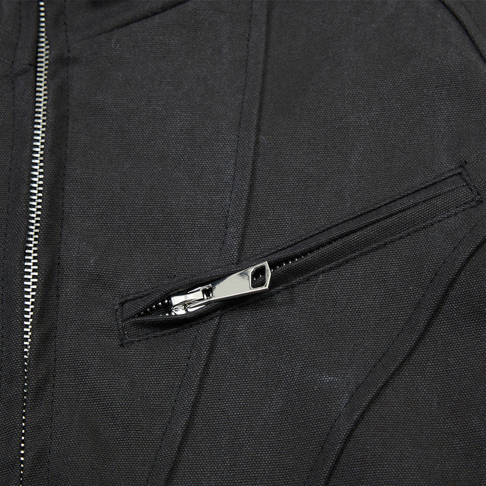 Men's Stand Collar Bomber Jacket with Sculptural Seam Detail