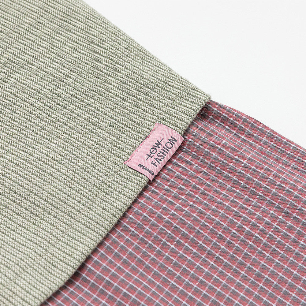 Faux Two-Piece Plaid Long Sleeve Polo Shirt with Graphic Print