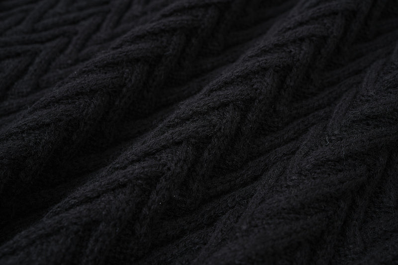 Cardigan en maille torsadée chevrons avec col châle et poches avant