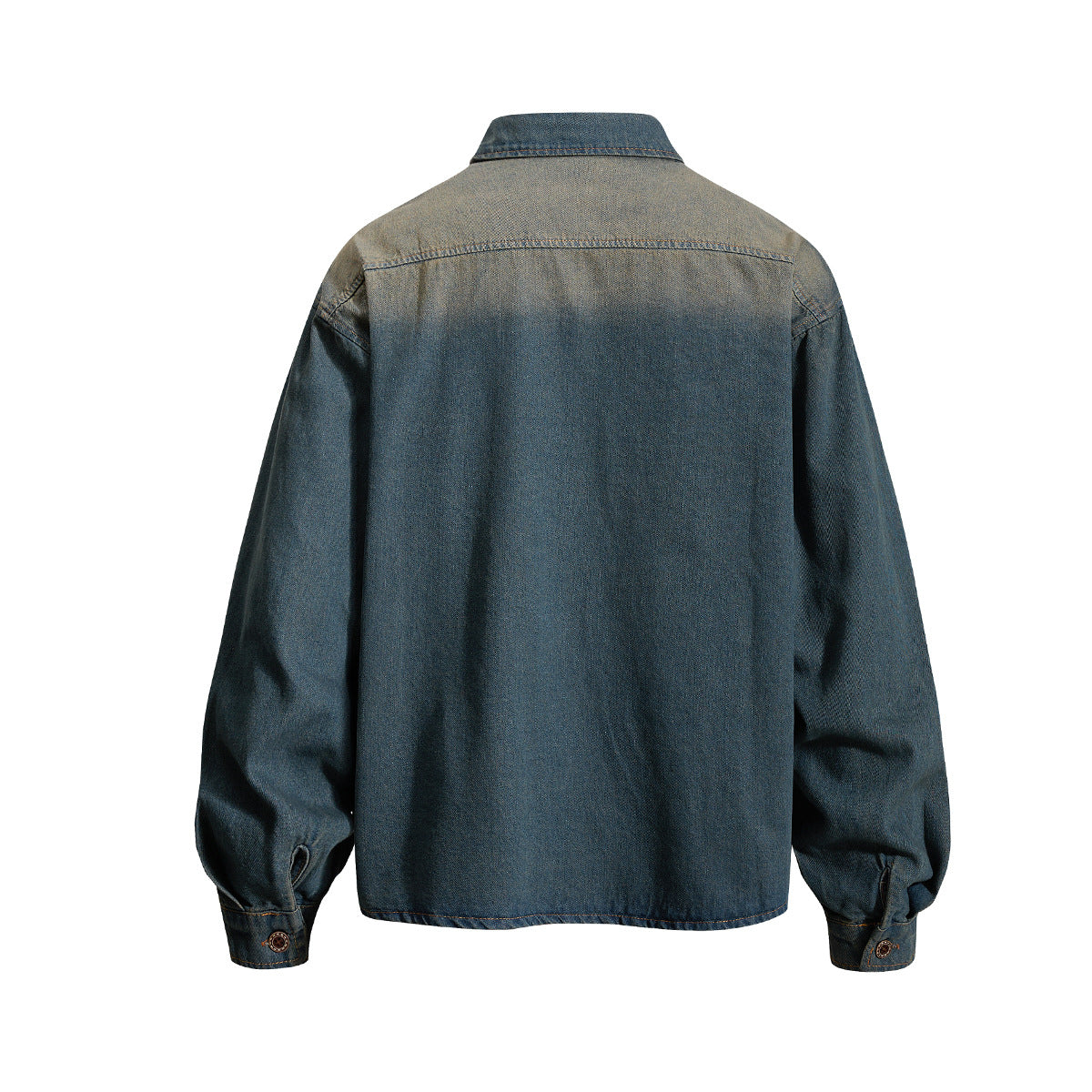 Boston Athletics Oversized-Denimhemdjacke – Vintage-Waschung mit Collegiate-Print