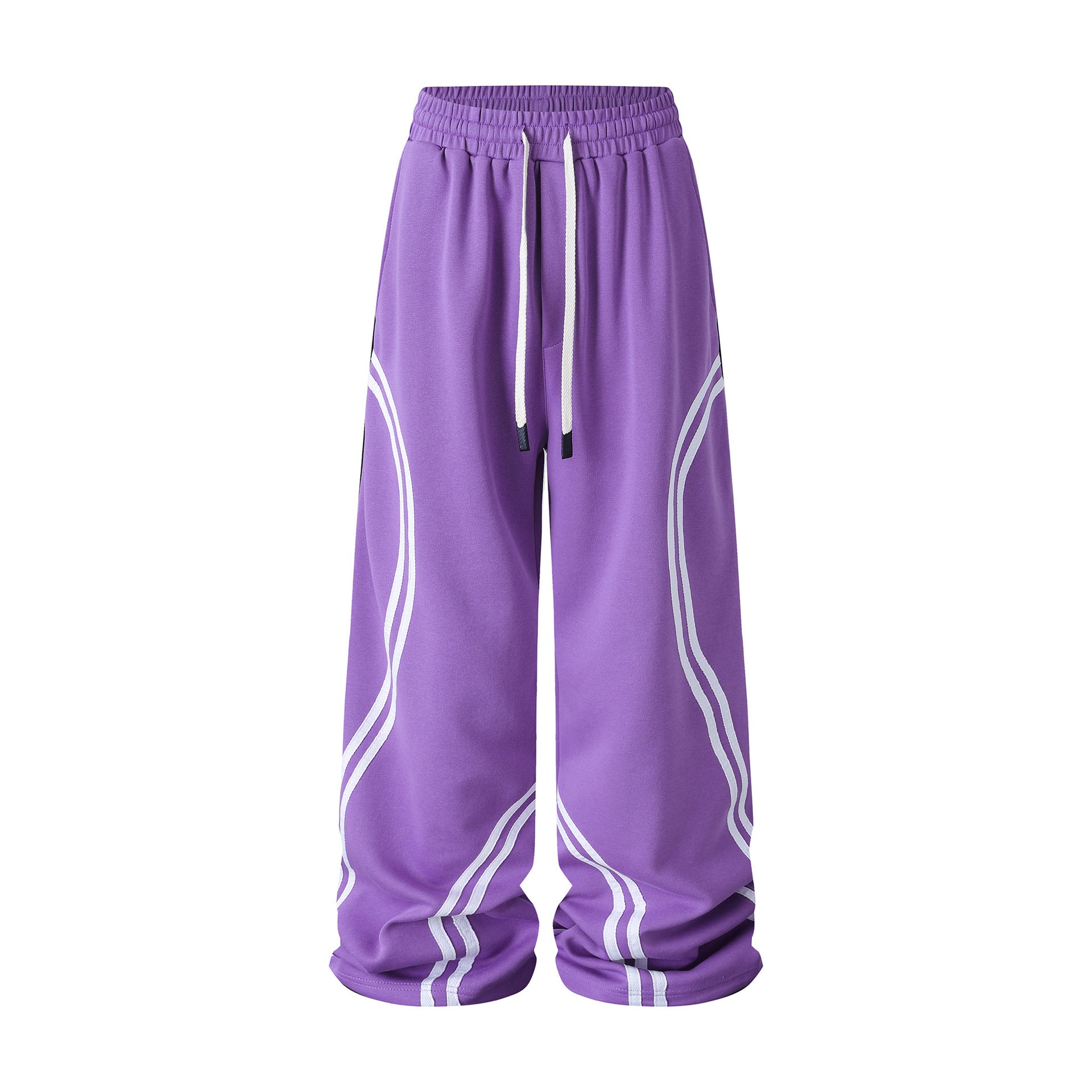 Pantalon de survêtement baggy à jambes larges avec détail rayé incurvé – Style streetwear hip-hop