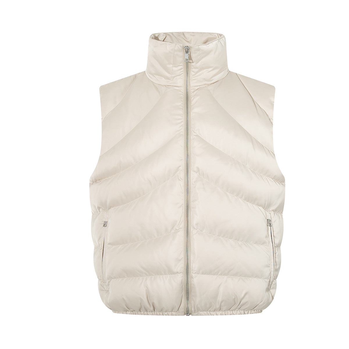 Quilted Puffer Vest Zip-Up Sleeveless Jacket with Stand Collar