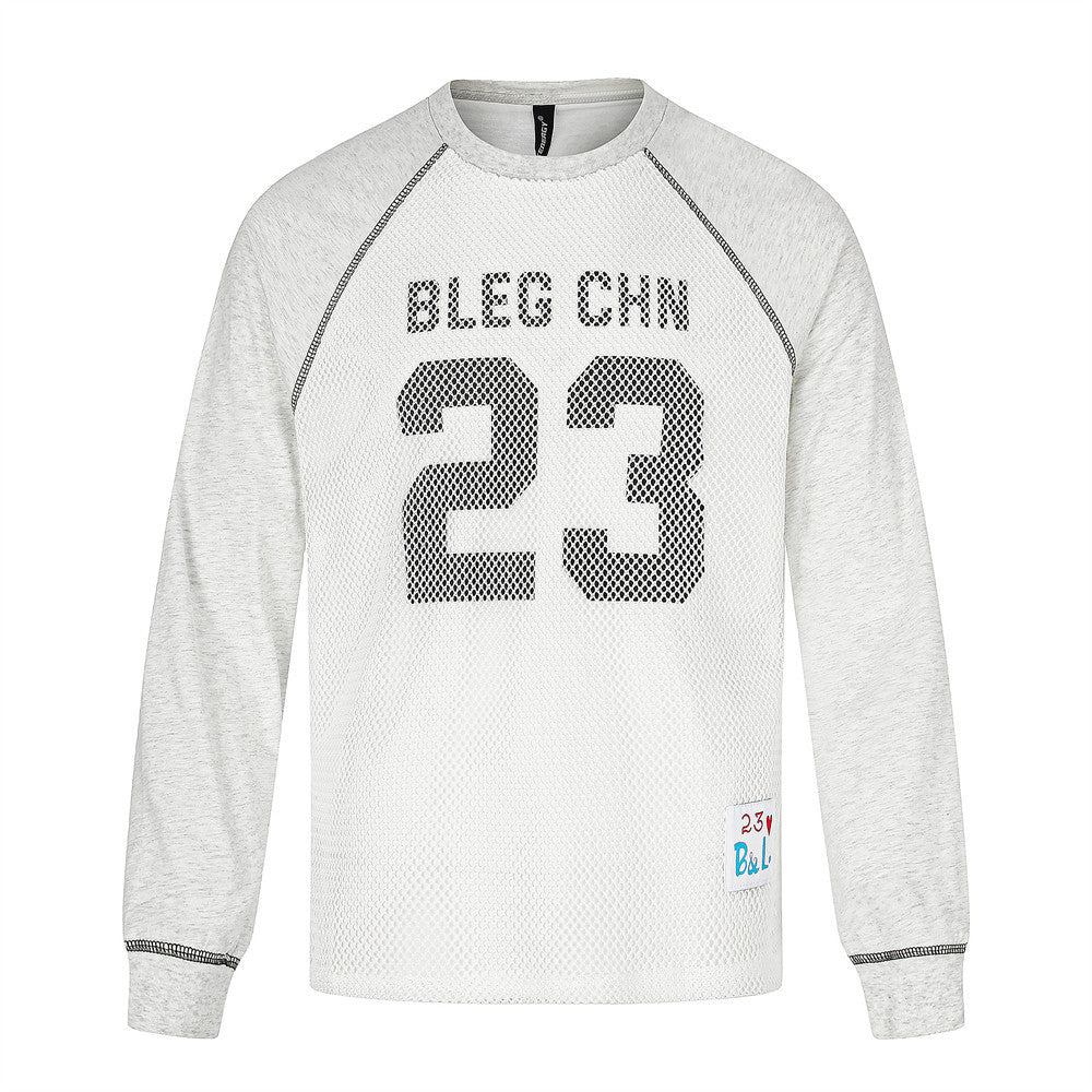 Men's Long Sleeve Tee Shirts – Number 23 Mesh Graphic Raglan Top