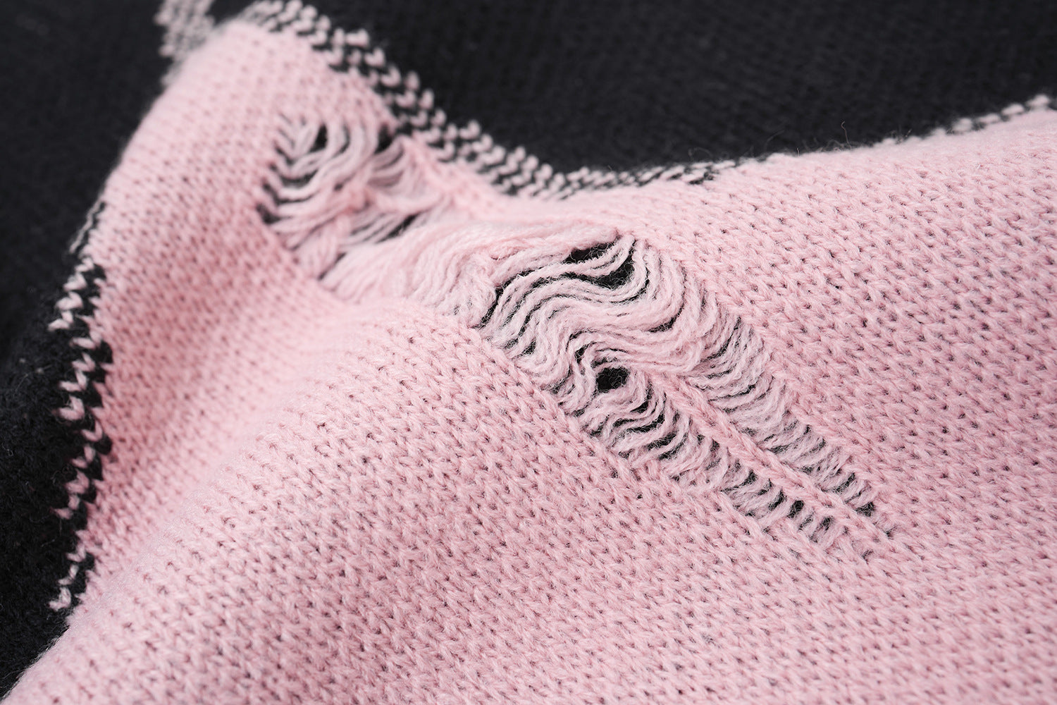 Pull homme col rond oversize en maille jacquard étoile effet usé