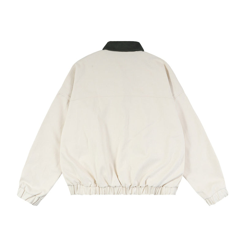 Veste Harrington rétro color block – Veste de travail zippée à col contrastant