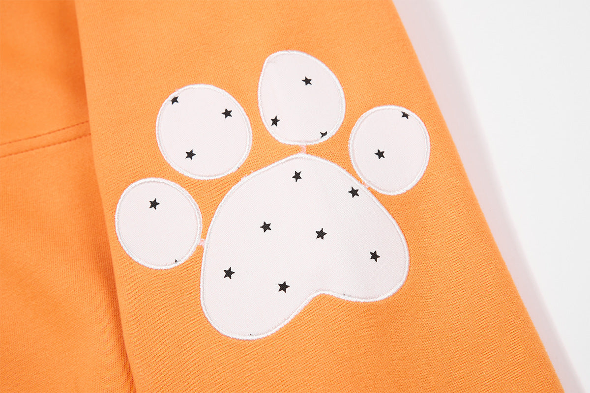 Sweat à capuche graphique bleu marine – Sweat cropped zippé avec écusson chien cartoon