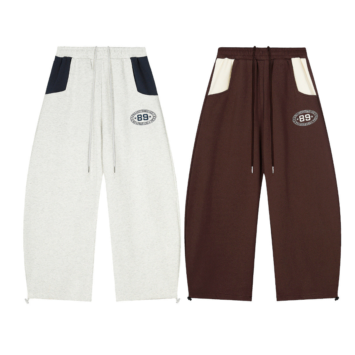 Wide-Leg Colorblock Sweatpants with Varsity 89 Badge