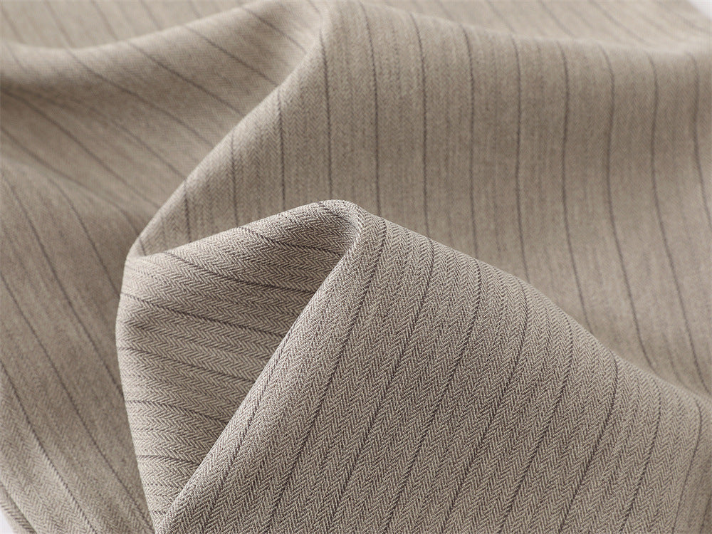 Wide-Leg Pinstripe Trousers – Relaxed Fit Pleated Dress Pants