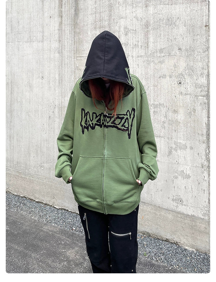 Hulk-Inspired Hoodie - 400GSM Oversized Green Zip-Up Superhero Sweatshirt