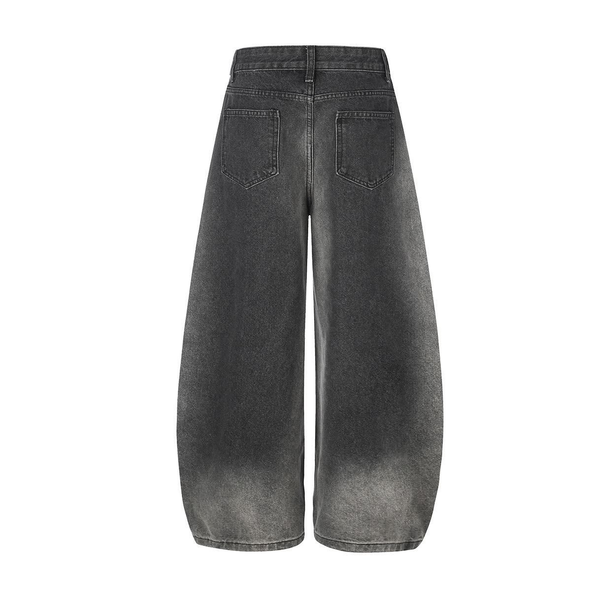 Vaqueros baggy de pierna ancha con cinturilla cruzada de broches y bolsillos bordados